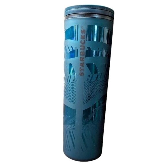Starbucks Limited Edition Holiday 2021 Teal Ribbon Swirl Soft Touch Tumbler - Picture 1 of 4
